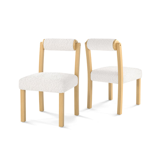 Wooden Dining Chair with Rubber Wood Frame and Cylinder Back Set of 2, White Dining Chairs White at Gallery Canada