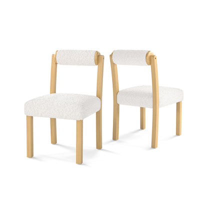 Wooden Dining Chair with Rubber Wood Frame and Cylinder Back Set of 2, White Dining Chairs at Gallery Canada