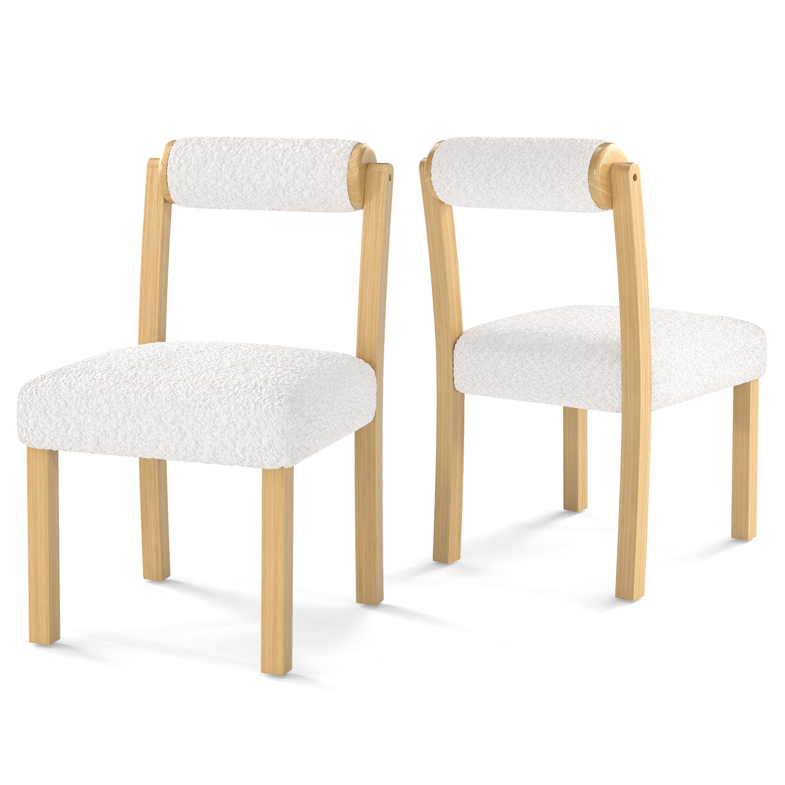 Wooden Dining Chair with Rubber Wood Frame and Cylinder Back Set of 2, White Dining Chairs at Gallery Canada