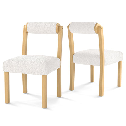 Wooden Dining Chair with Rubber Wood Frame and Cylinder Back Set of 2, White Dining Chairs at Gallery Canada