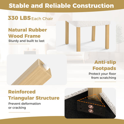 Wooden Dining Chair with Rubber Wood Frame and Cylinder Back Set of 2, White Dining Chairs at Gallery Canada