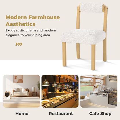 Wooden Dining Chair with Rubber Wood Frame and Cylinder Back Set of 2, White Dining Chairs at Gallery Canada