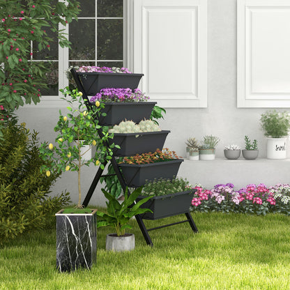 5-Tier Vertical Raised Garden Bed with Wheels and Container Boxes, Black Raised Garden Beds at Gallery Canada