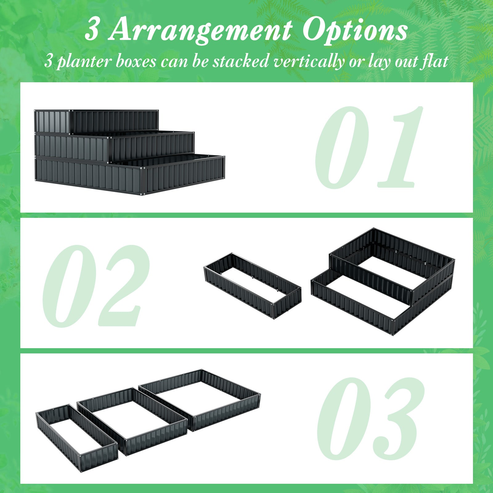 Heavy-Duty Metal Outdoor 3-Tier Raised Garden Bed Planter Box, Black Raised Garden Beds at Gallery Canada