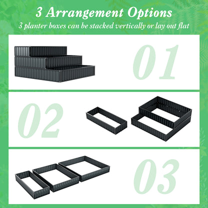 Heavy-Duty Metal Outdoor 3-Tier Raised Garden Bed Planter Box, Black Raised Garden Beds at Gallery Canada