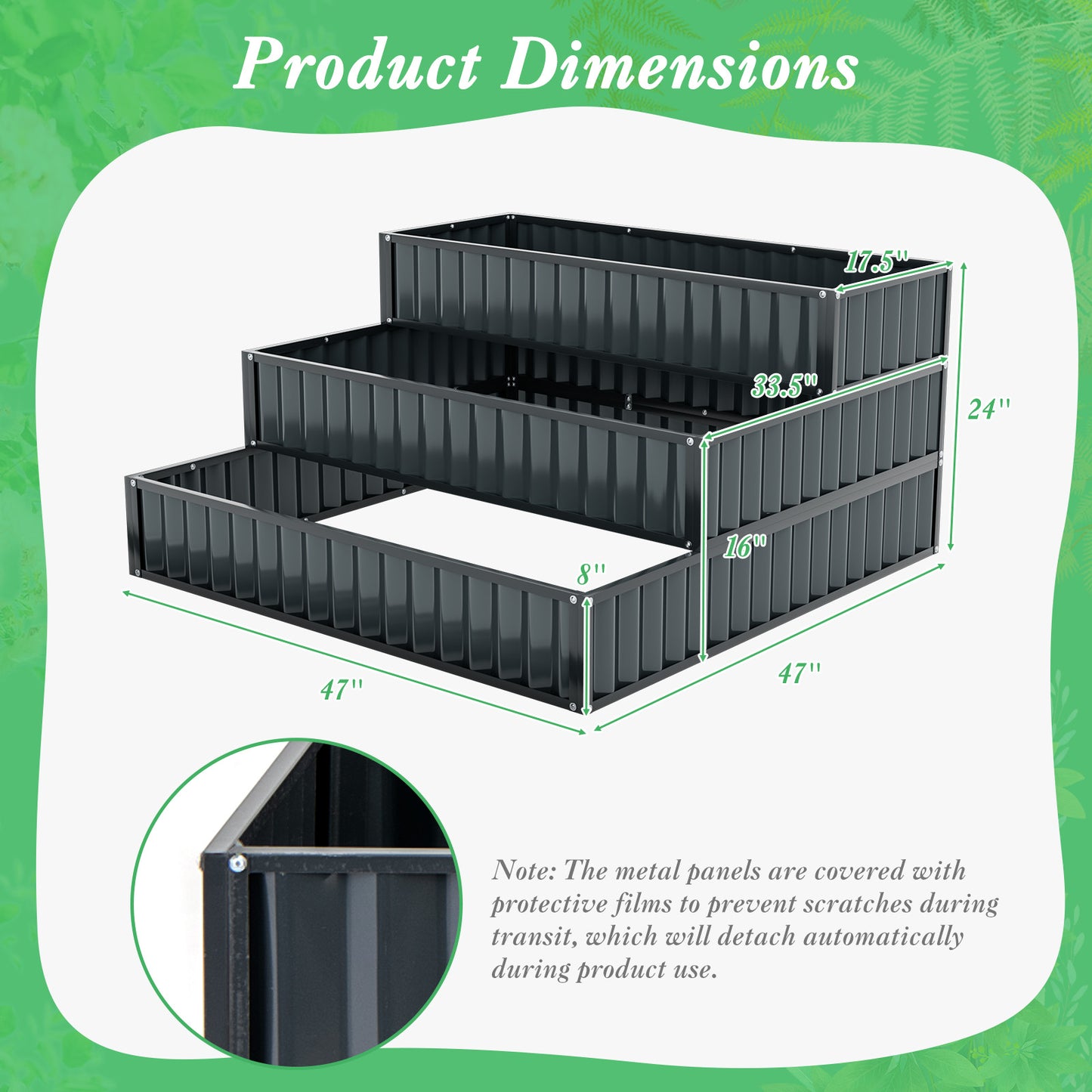 Heavy-Duty Metal Outdoor 3-Tier Raised Garden Bed Planter Box, Black Raised Garden Beds at Gallery Canada