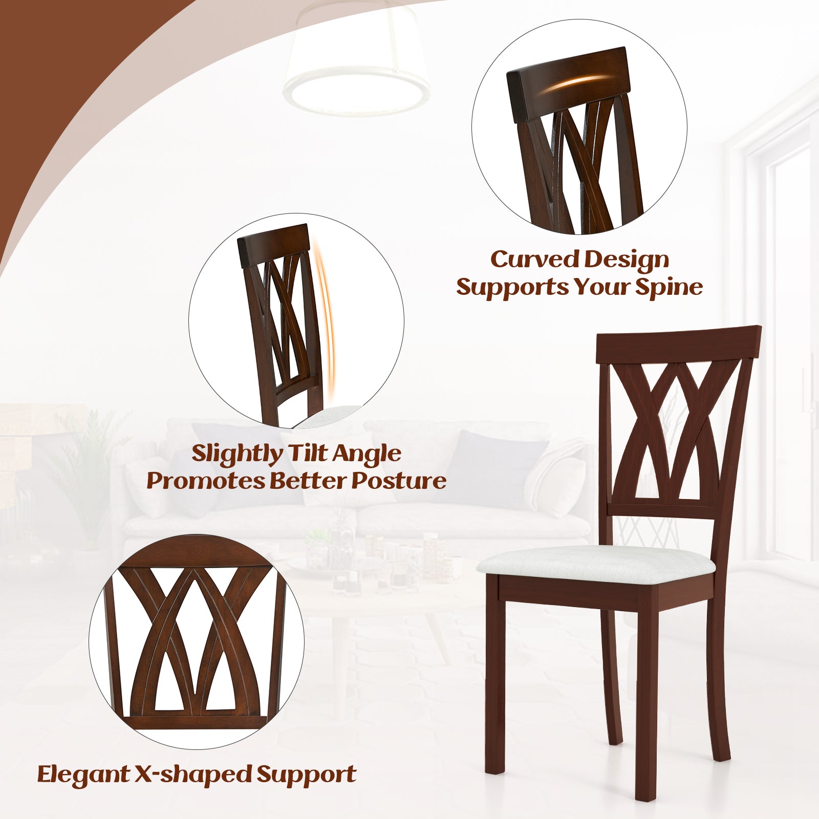 Set of 2 Wood Kitchen Chairs with Faux Leather Upholstered Seat, Beige Dining Chairs at Gallery Canada
