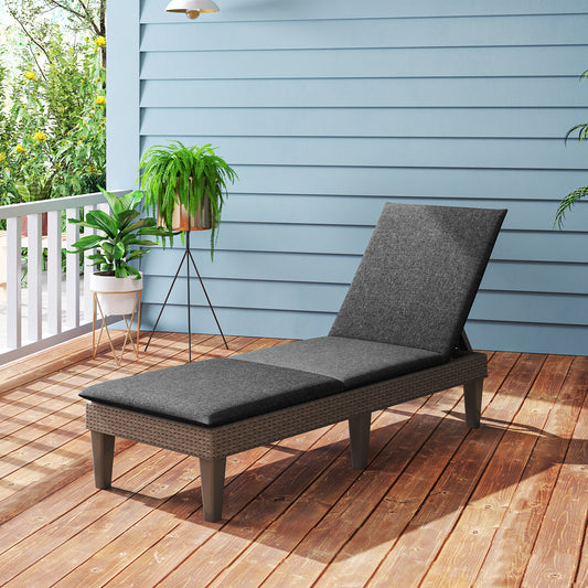 Patio Lounge Outdoor Recliner Chair with Cushion 3-Position Adjustable Backrest, Gray Outdoor Chaise Lounges Gray at Gallery Canada