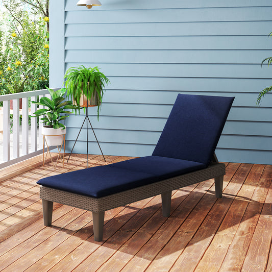 Patio Lounge Outdoor Recliner Chair with Cushion 3-Position Adjustable Backrest, Navy Outdoor Chaise Lounges Navy at Gallery Canada