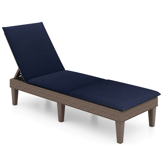Patio Lounge Outdoor Recliner Chair with Cushion 3-Position Adjustable Backrest, Navy Outdoor Chaise Lounges Navy at Gallery Canada