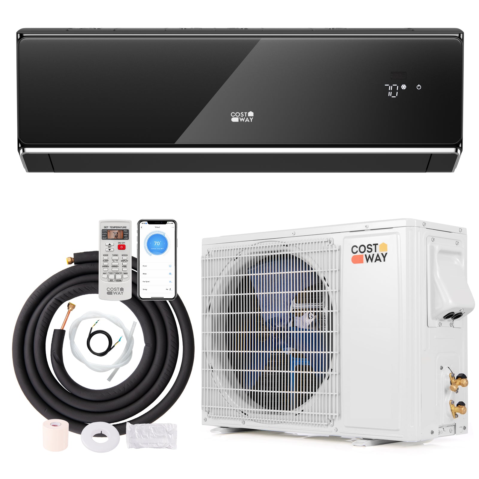12000 BTU 22 SEER2 208-230V Wifi Enabled Mini Split Air Conditioner and Heater Black, Black Mini Split Air Conditioners Black at Gallery Canada