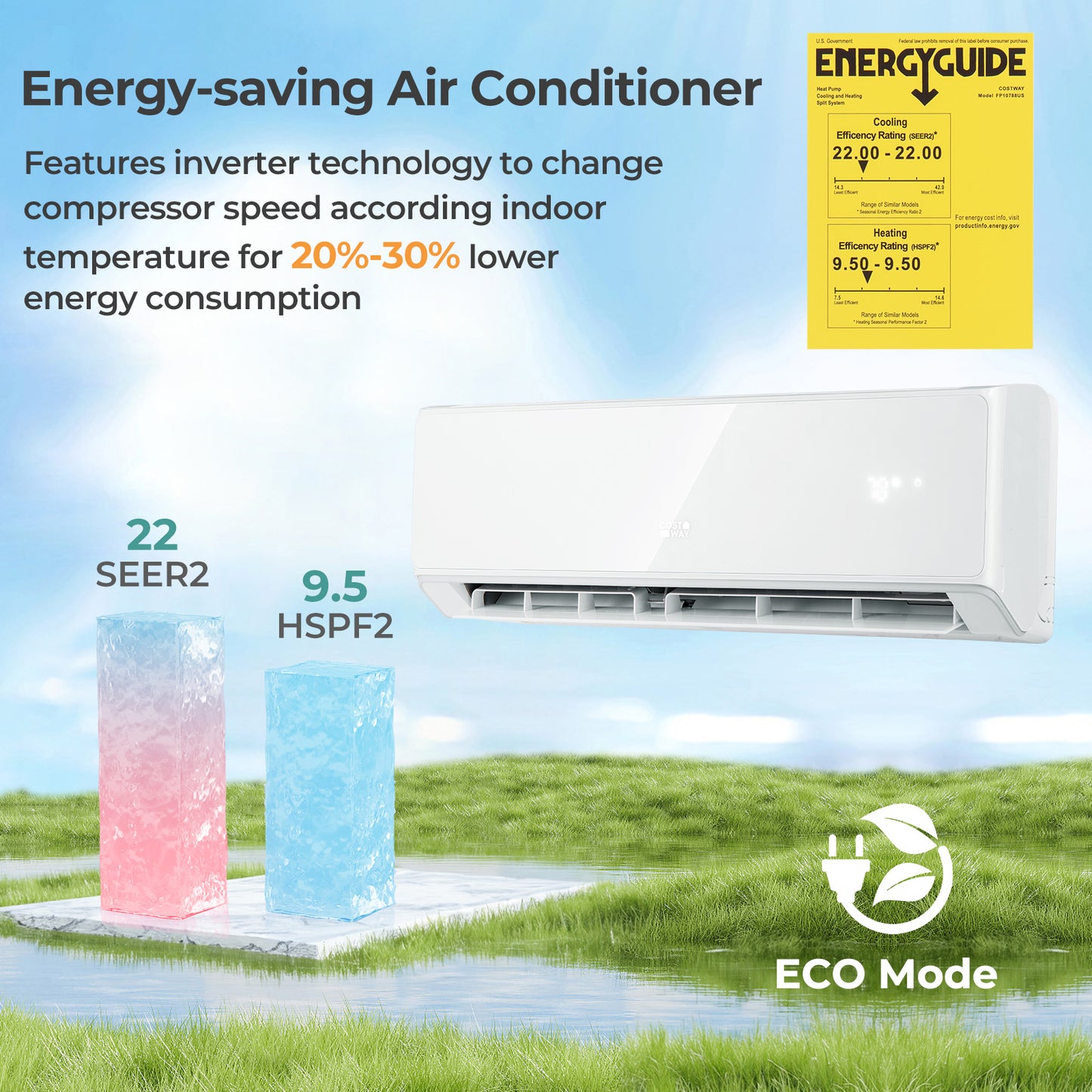 12000 BTU 22 SEER2 208-230V Wifi Enabled Mini Split Air Conditioner and Heater White, White Mini Split Air Conditioners at Gallery Canada