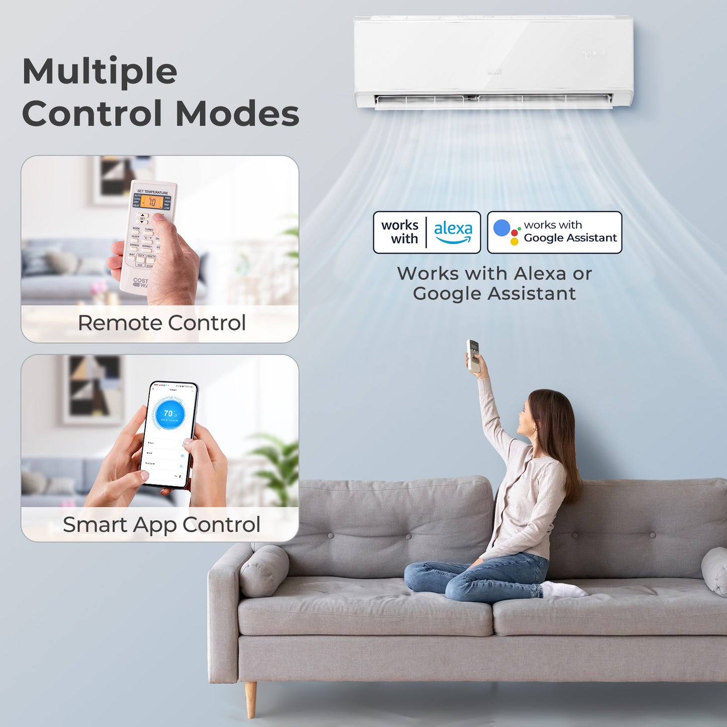 12000 BTU 22 SEER2 208-230V Wifi Enabled Mini Split Air Conditioner and Heater White, White Mini Split Air Conditioners at Gallery Canada