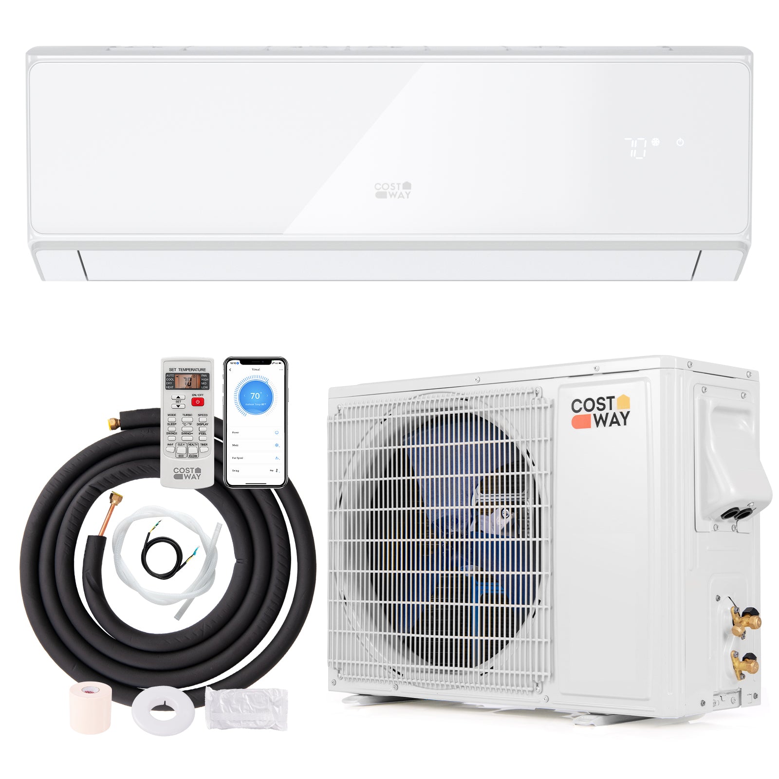12000 BTU 22 SEER2 208-230V Wifi Enabled Mini Split Air Conditioner and Heater White, White Mini Split Air Conditioners White at Gallery Canada