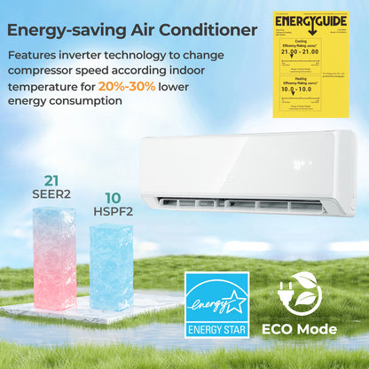 Energy Star Certified 24000 BTU 21 SEER2 208-230V Mini Split Air Conditioner and Heater White Wifi Enabled, White Mini Split Air Conditioners at Gallery Canada