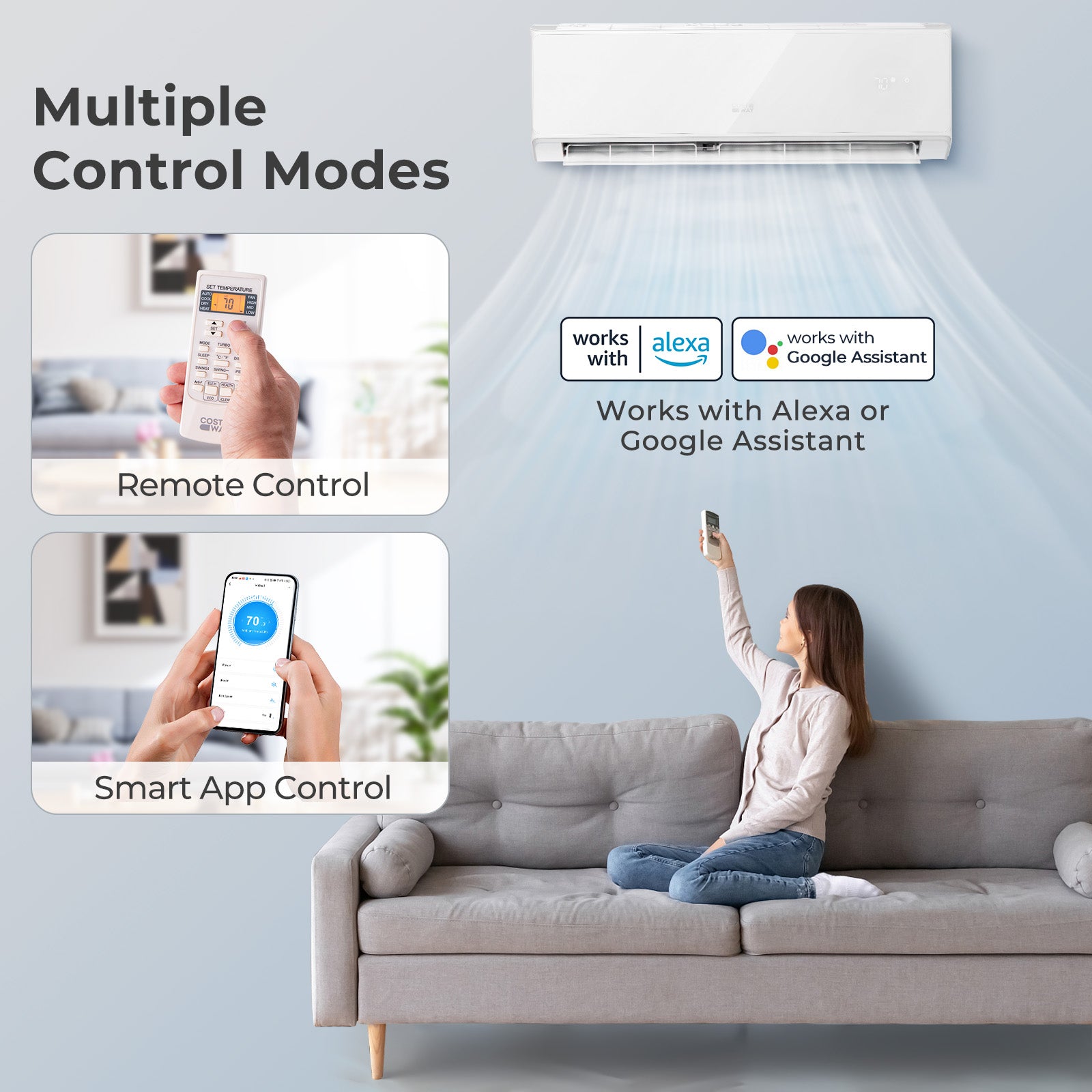 Energy Star Certified 24000 BTU 21 SEER2 208-230V Mini Split Air Conditioner and Heater White Wifi Enabled, White Mini Split Air Conditioners at Gallery Canada