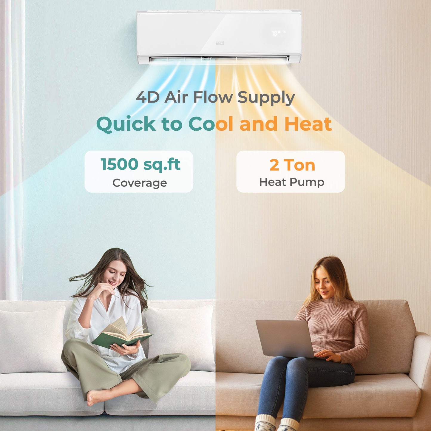 Energy Star Certified 24000 BTU 21 SEER2 208-230V Mini Split Air Conditioner and Heater White Wifi Enabled, White Mini Split Air Conditioners at Gallery Canada