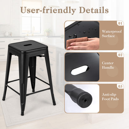 24 Inch Set of 4 Tolix Style Counter Height Barstool Stackable Chair, Black Bar Stools at Gallery Canada