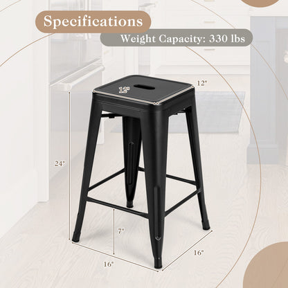 24 Inch Set of 4 Tolix Style Counter Height Barstool Stackable Chair, Black Bar Stools at Gallery Canada