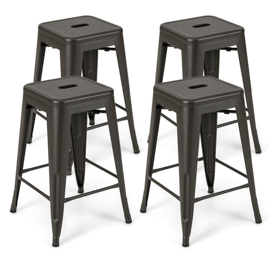 24 Inch Set of 4 Tolix Style Counter Height Barstool Stackable Chair, Gun Bar Stools Gun at Gallery Canada