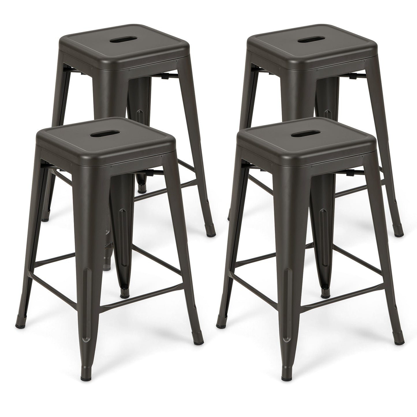 24 Inch Tolix Style Counter Height Barstool, Stackable Chair, Gun Bar Stools at Gallery Canada