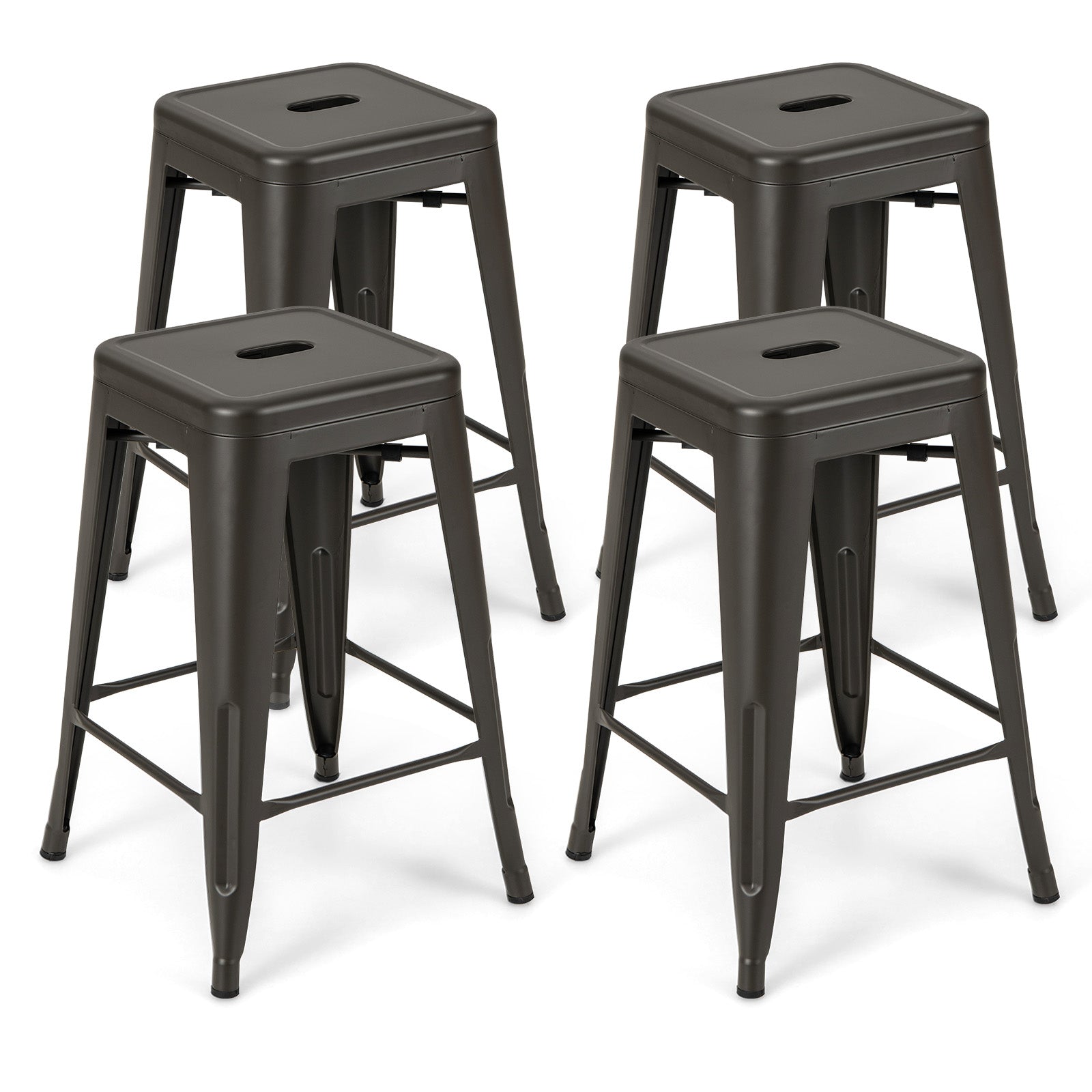 24 Inch Set of 4 Tolix Style Counter Height Barstool Stackable Chair, Gun Bar Stools at Gallery Canada