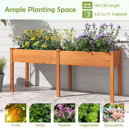 Fir Wood Outdoor Raised Garden Bed with Divider Panel and Drainage Holes, Yellow Raised Garden Beds at Gallery Canada