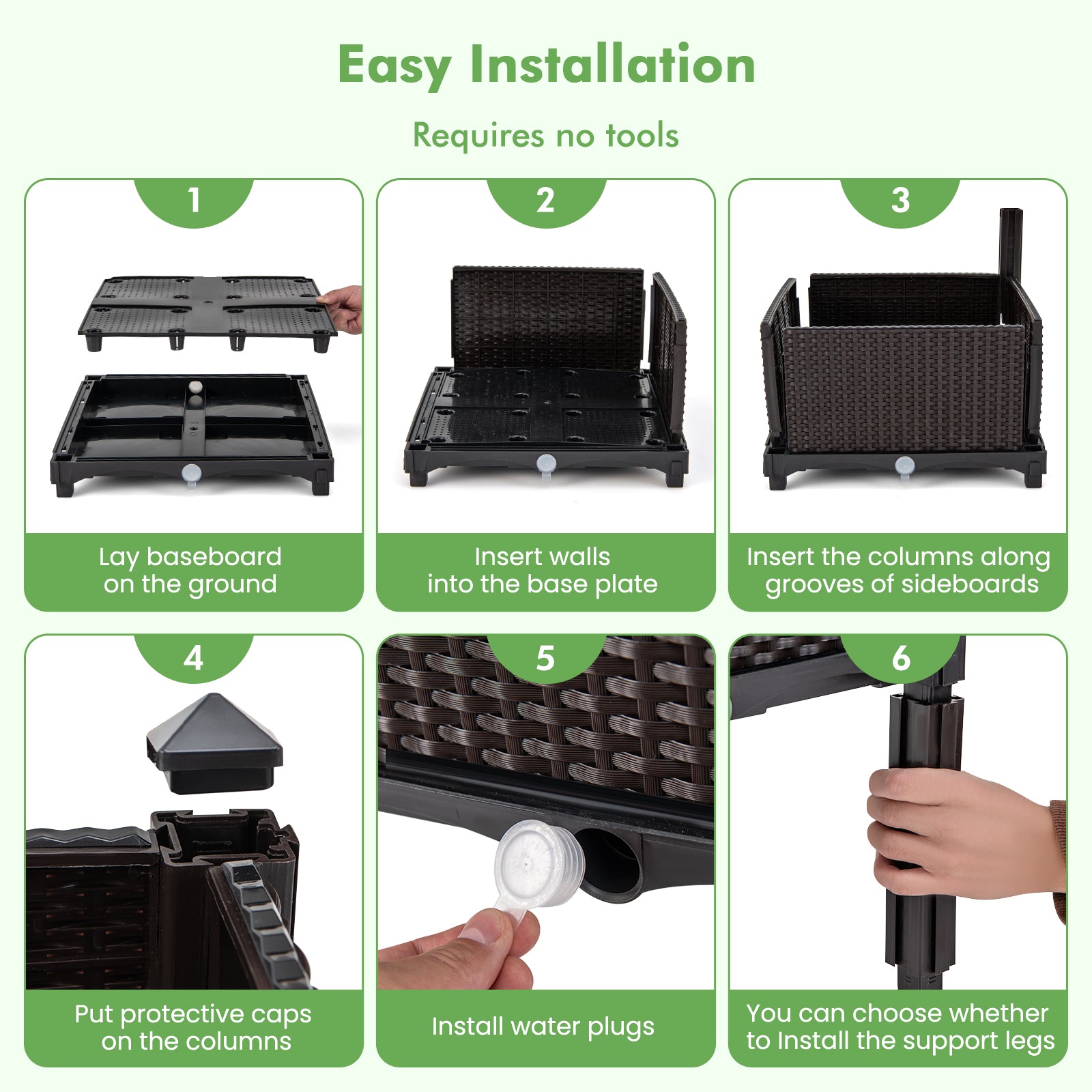 2 Set Elevated Plastic Raised Garden Bed Planter Kit for Flower Vegetable Grow, Brown Raised Garden Beds at Gallery Canada