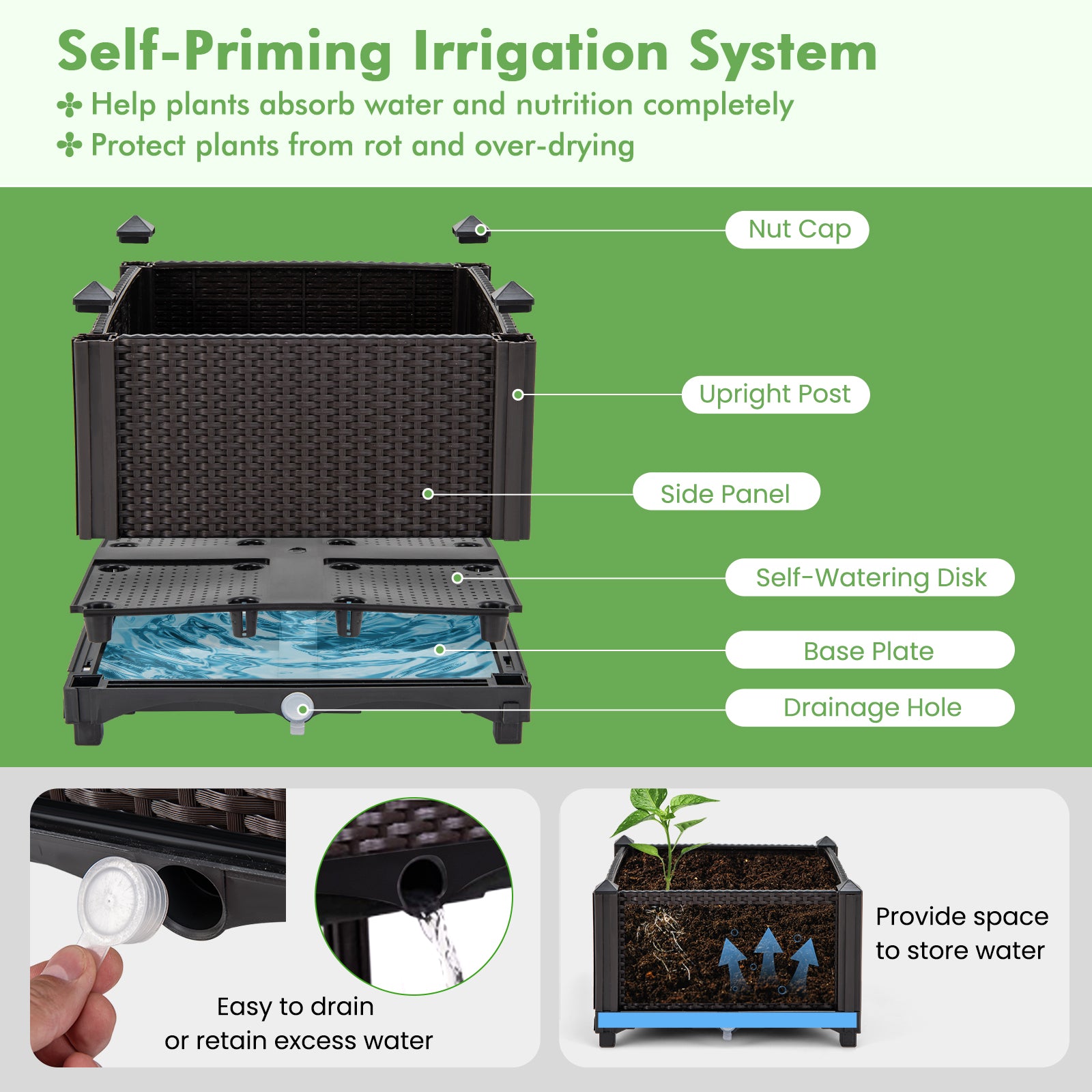 2 Set Elevated Plastic Raised Garden Bed Planter Kit for Flower Vegetable Grow, Brown Raised Garden Beds at Gallery Canada