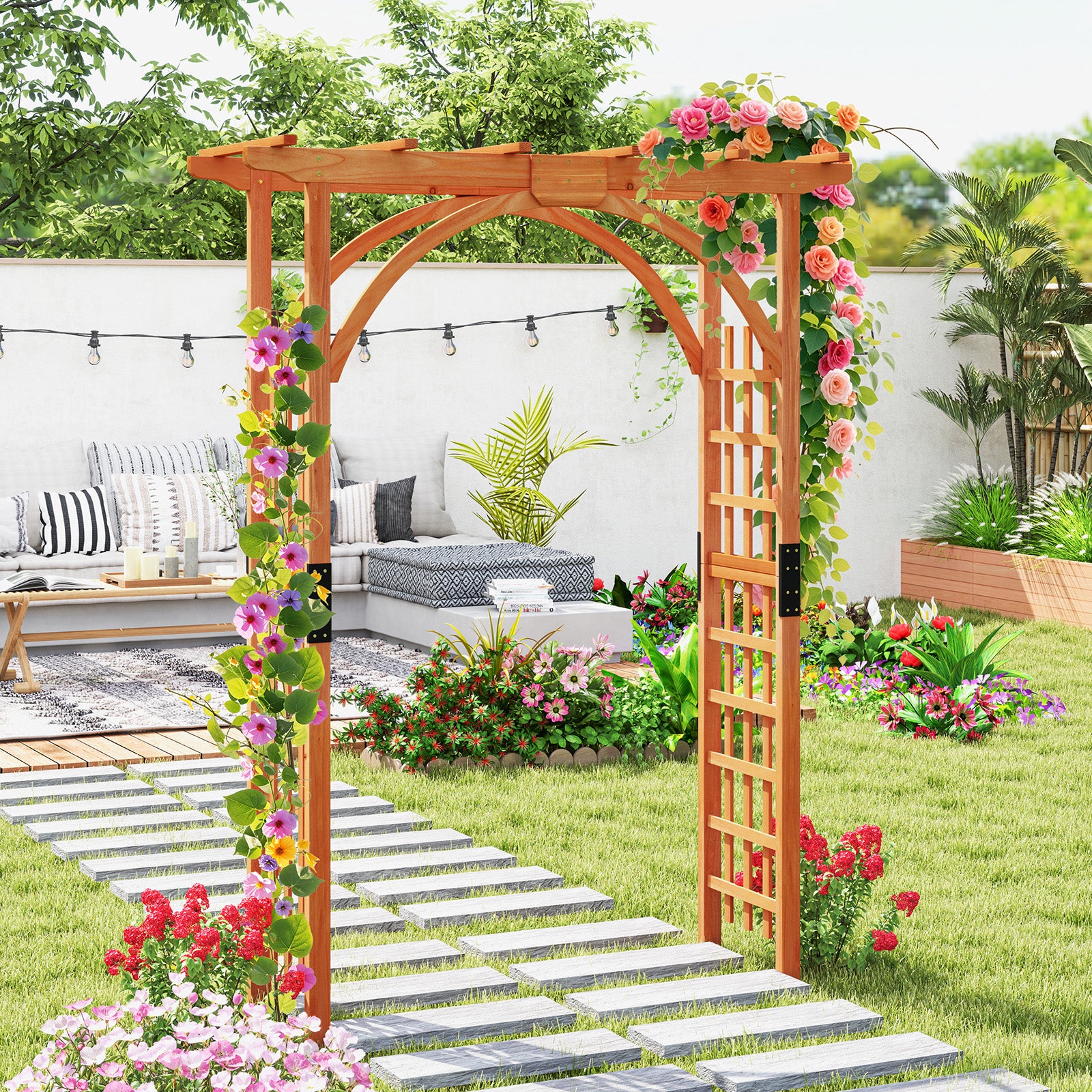 Garden Archway Trellis For Climbing Plants, Brown Outdoor Decor at Gallery Canada