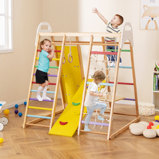 8-in-1 Wooden Jungle Gym Playset with Slide and Monkey Bars, Multicolor Climbers & Slides Multicolor at Gallery Canada
