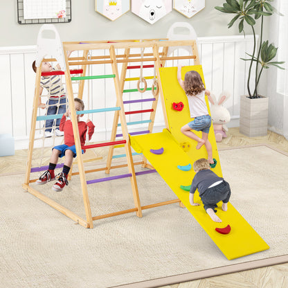 8-in-1 Wooden Jungle Gym Playset with Slide and Monkey Bars, Multicolor Climbers & Slides at Gallery Canada