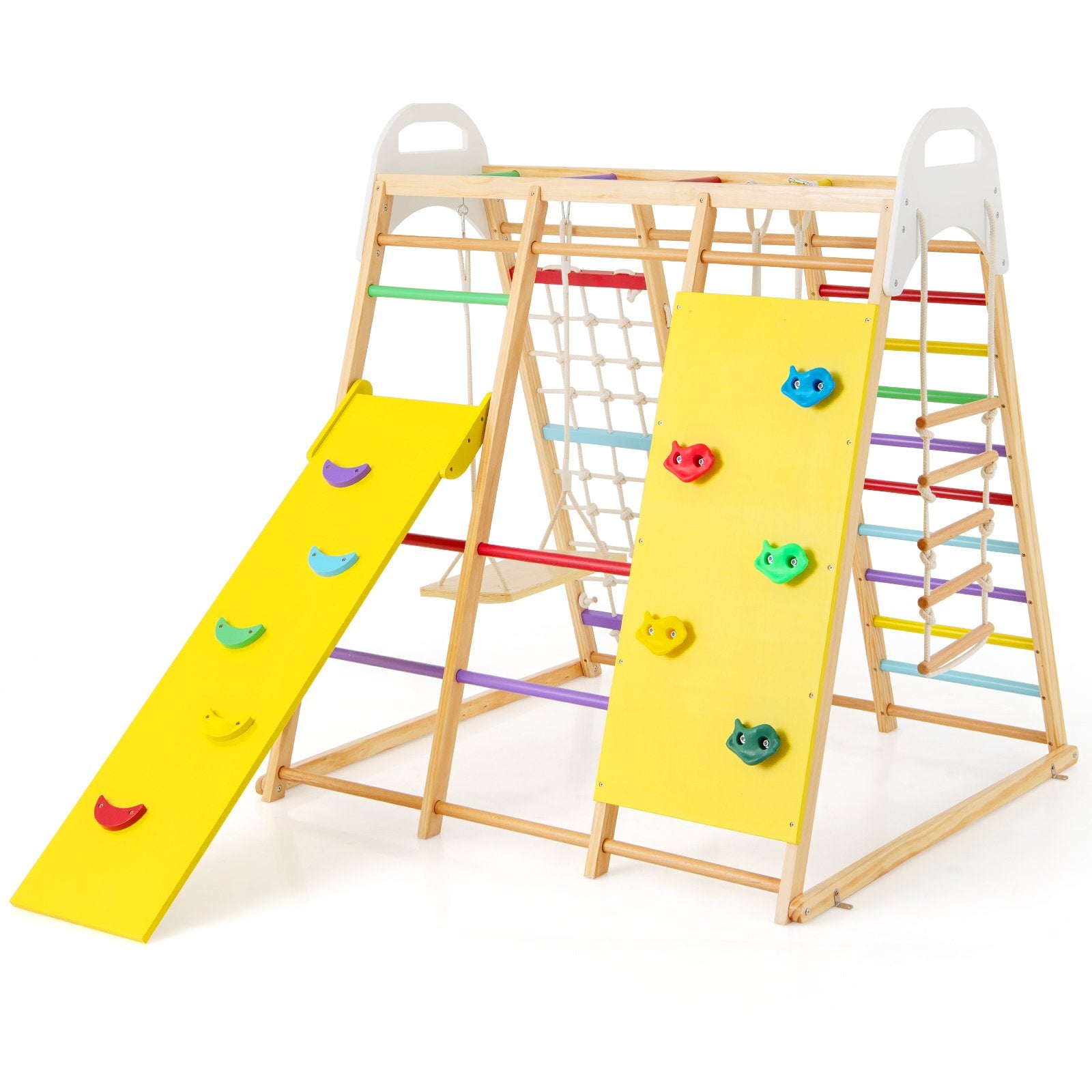 8-in-1 Wooden Jungle Gym Playset with Slide and Monkey Bars, Multicolor Climbers & Slides at Gallery Canada