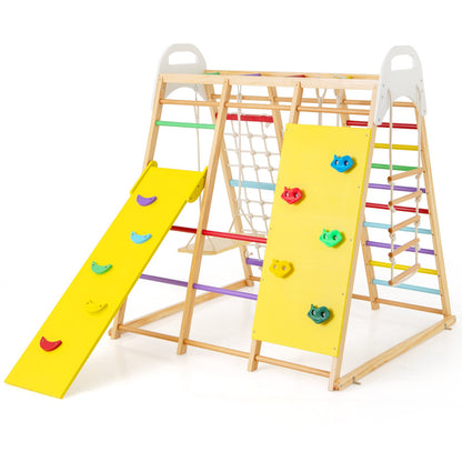 8-in-1 Wooden Jungle Gym Playset with Slide and Monkey Bars, Multicolor Climbers & Slides at Gallery Canada