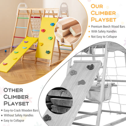8-in-1 Wooden Jungle Gym Playset with Slide and Monkey Bars, Multicolor Climbers & Slides at Gallery Canada