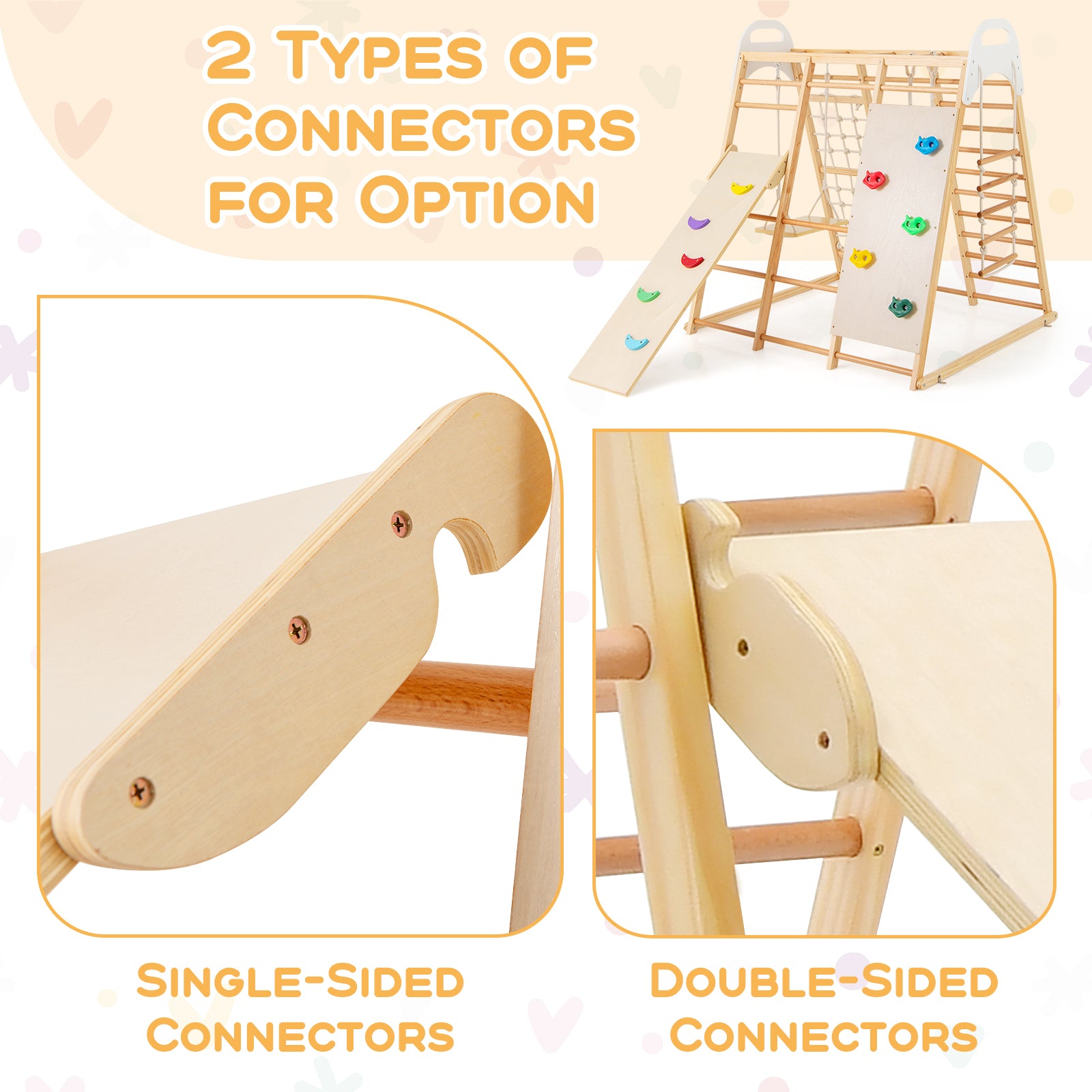 8-in-1 Wooden Jungle Gym Playset with Slide and Monkey Bars, Natural Climbers & Slides at Gallery Canada