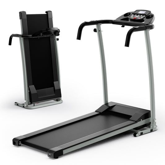 Folding Treadmill with 12 Preset Programs and LCD Display, Black Treadmills Black at Gallery Canada