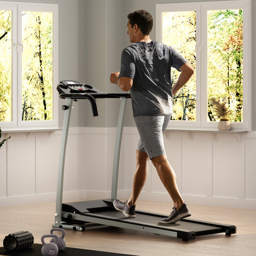 Folding Treadmill with 12 Preset Programs and LCD Display, Black