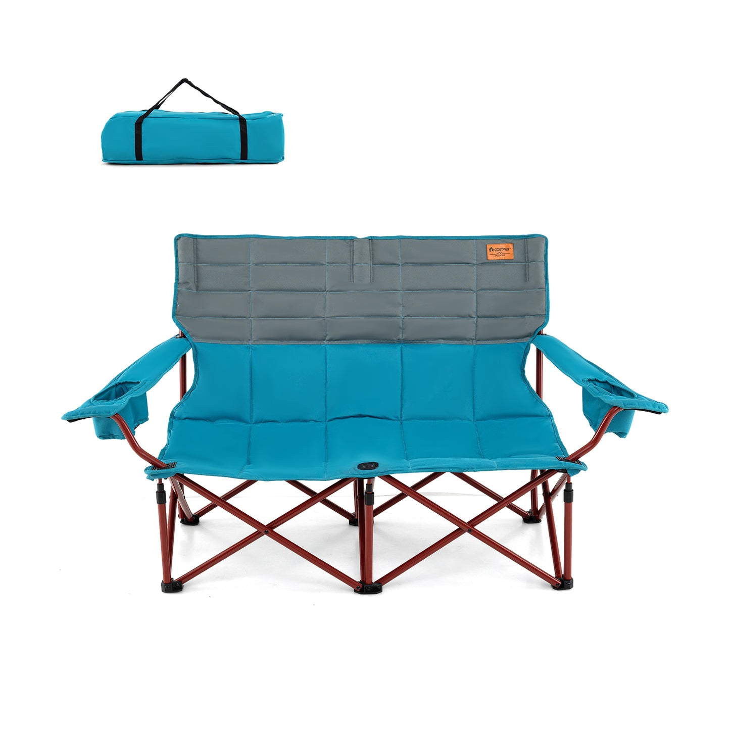Oversized Camping Chair Folding Loveseat Camping Couch with Cup Holders & Thick Padding, Blue Camping Furniture at Gallery Canada