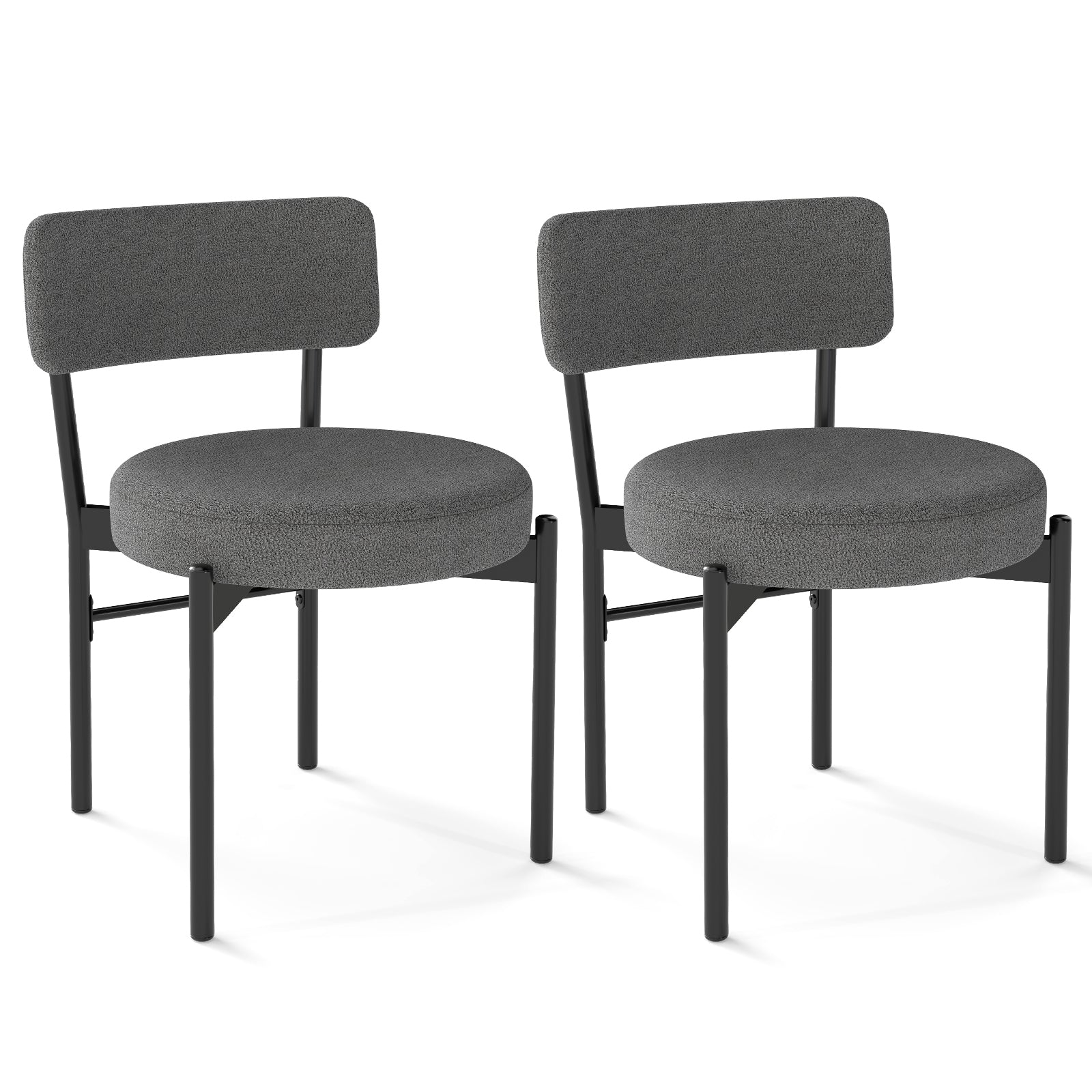 Dining Chair Set of 2 with Curved Backrest and Padded Seat, Gray Dining Chairs Gray at Gallery Canada