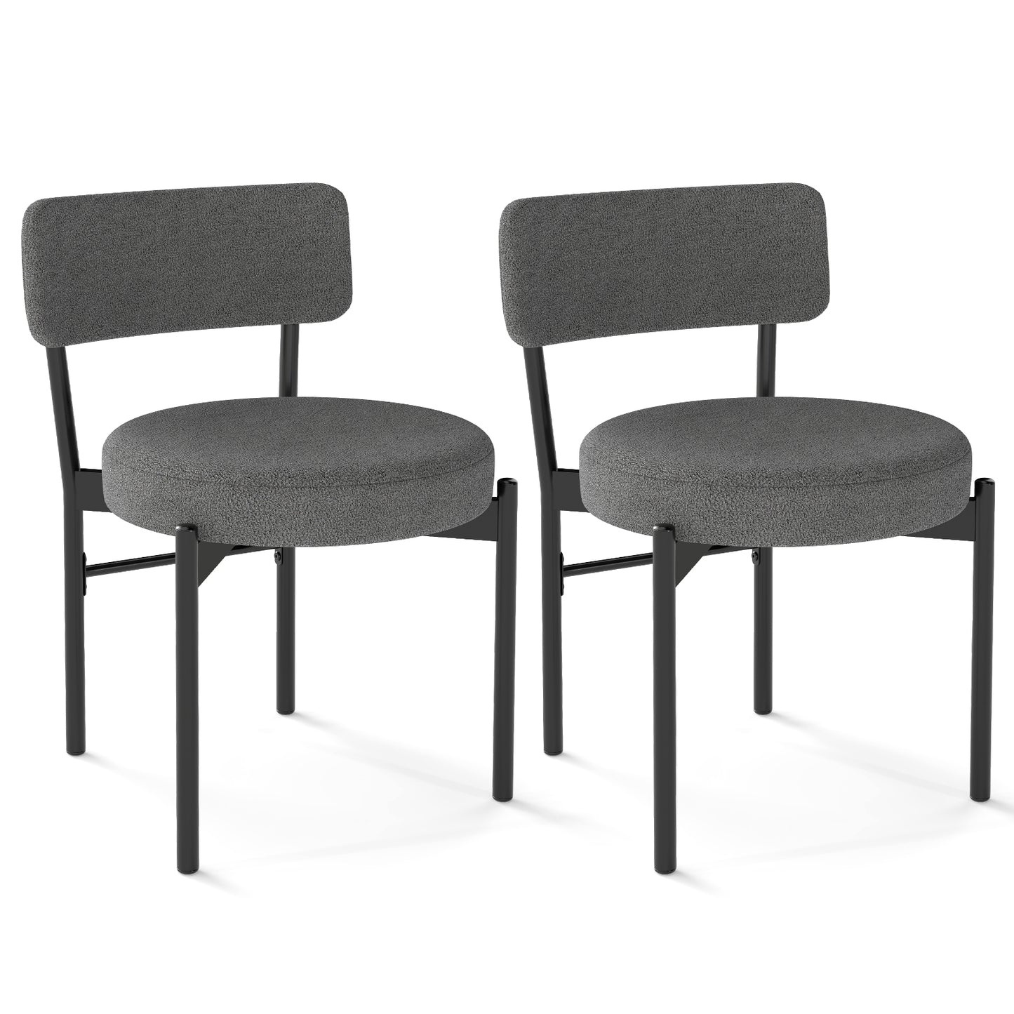 Dining Chair Set of 2 with Curved Backrest and Padded Seat, Gray Dining Chairs Gray at Gallery Canada