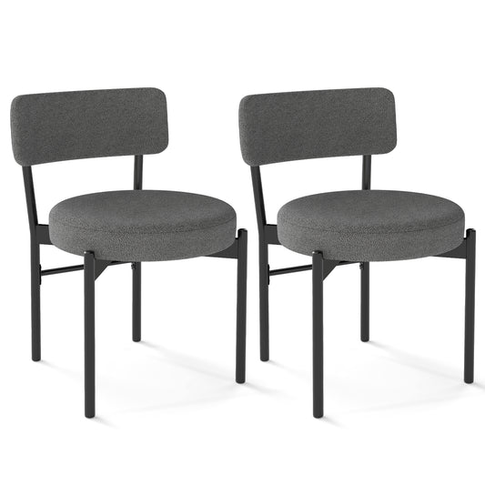 Dining Chair Set of 2 with Curved Backrest and Padded Seat, Gray Dining Chairs Gray at Gallery Canada
