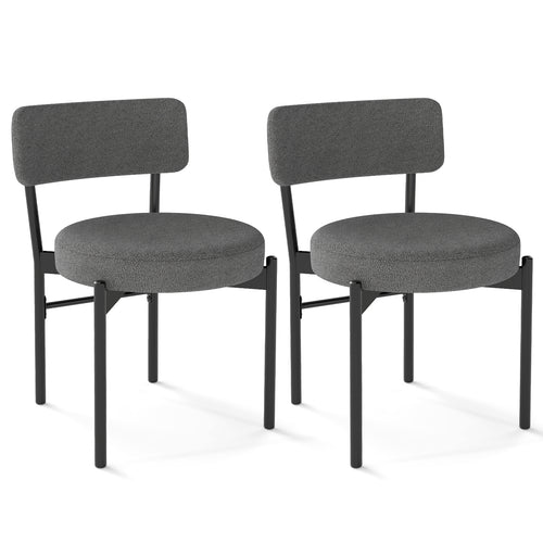 Dining Chair Set of 2 with Curved Backrest and Padded Seat, Gray