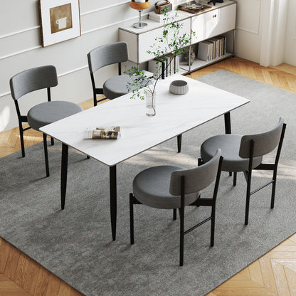 Dining Chair Set of 2 with Curved Backrest and Padded Seat, Gray Dining Chairs at Gallery Canada