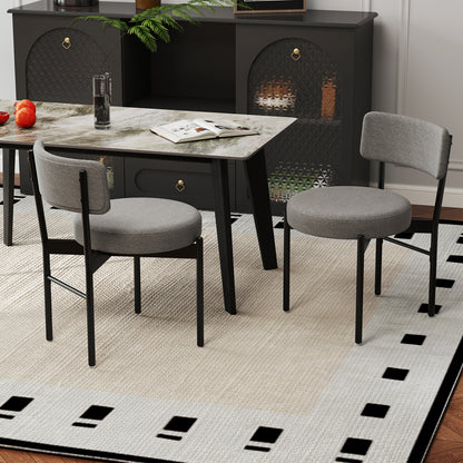 Dining Chair Set of 2 with Curved Backrest and Padded Seat, Gray Dining Chairs at Gallery Canada