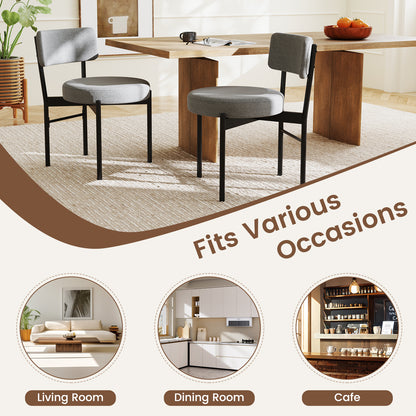 Dining Chair Set of 2 with Curved Backrest and Padded Seat, Gray Dining Chairs at Gallery Canada