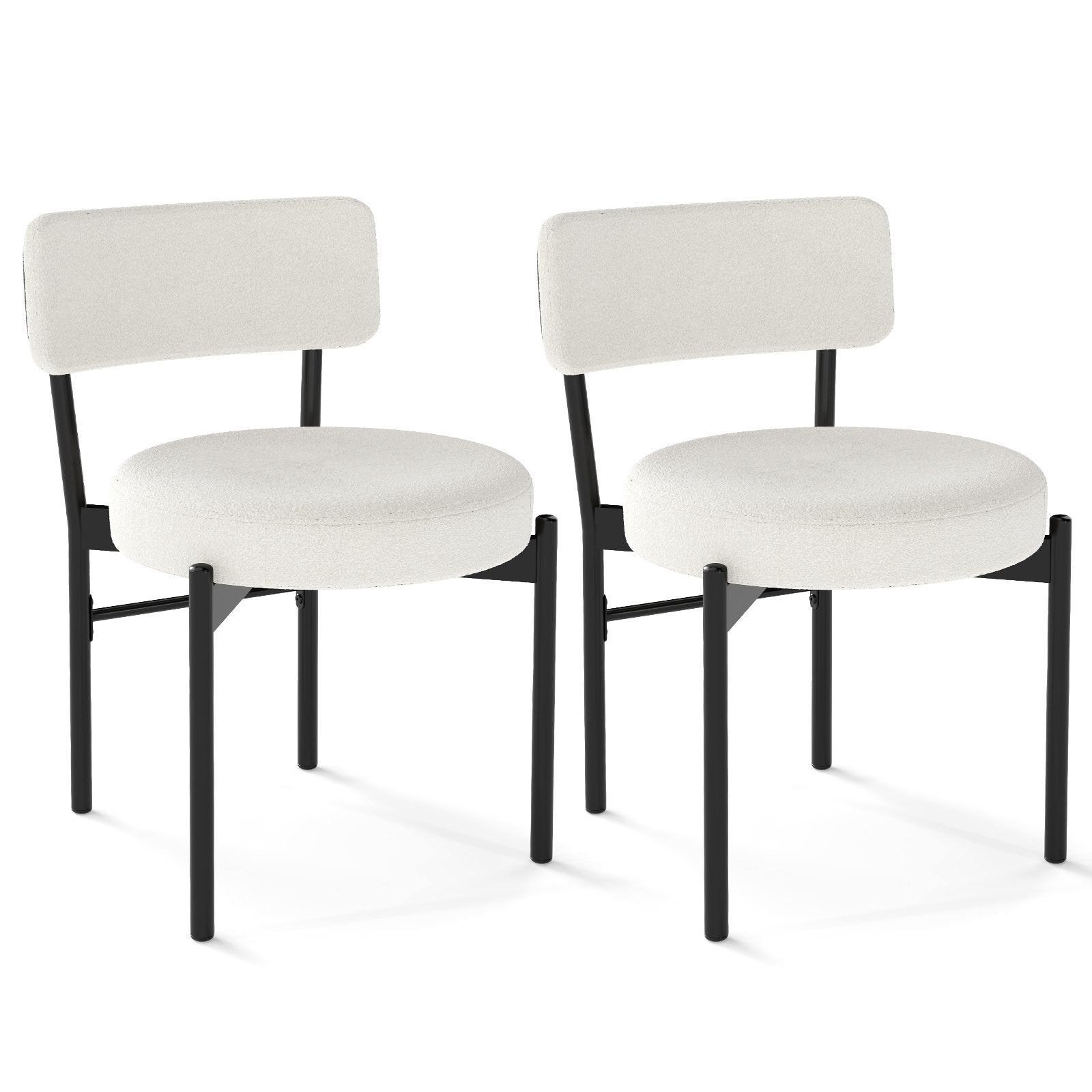 Dining Chair Set of 2 with Curved Backrest and Padded Seat, White Dining Chairs White at Gallery Canada
