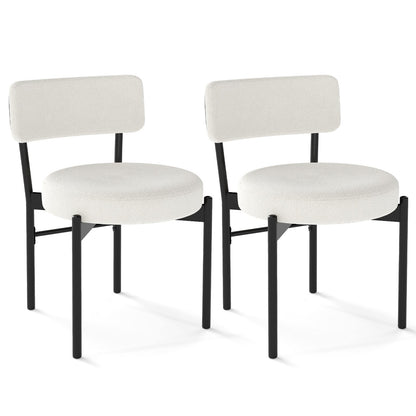 Dining Chair Set of 2 with Curved Backrest and Padded Seat, White Dining Chairs White at Gallery Canada