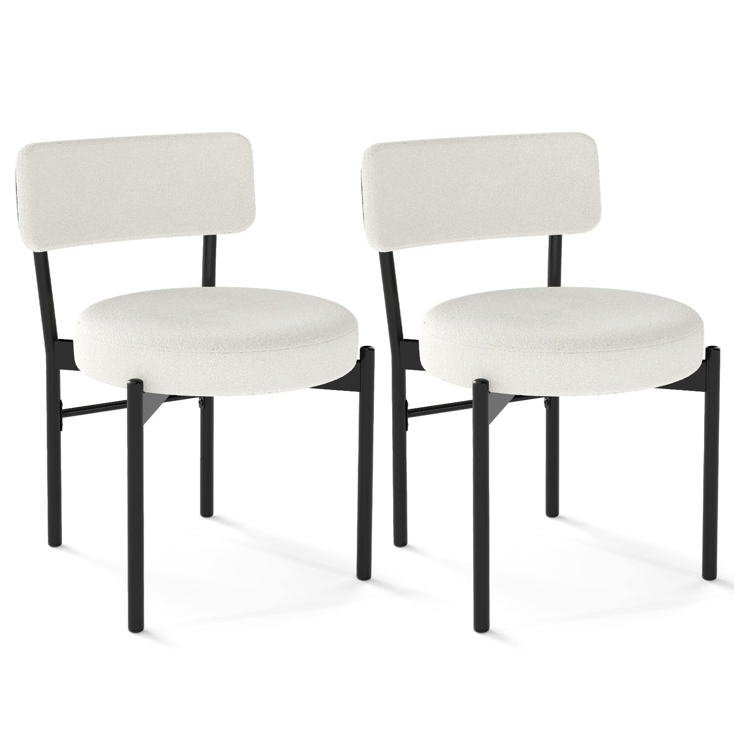 Dining Chair Set of 2 with Curved Backrest and Padded Seat, White Dining Chairs at Gallery Canada