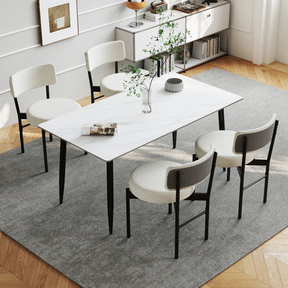 Dining Chair Set of 2 with Curved Backrest and Padded Seat, White Dining Chairs at Gallery Canada